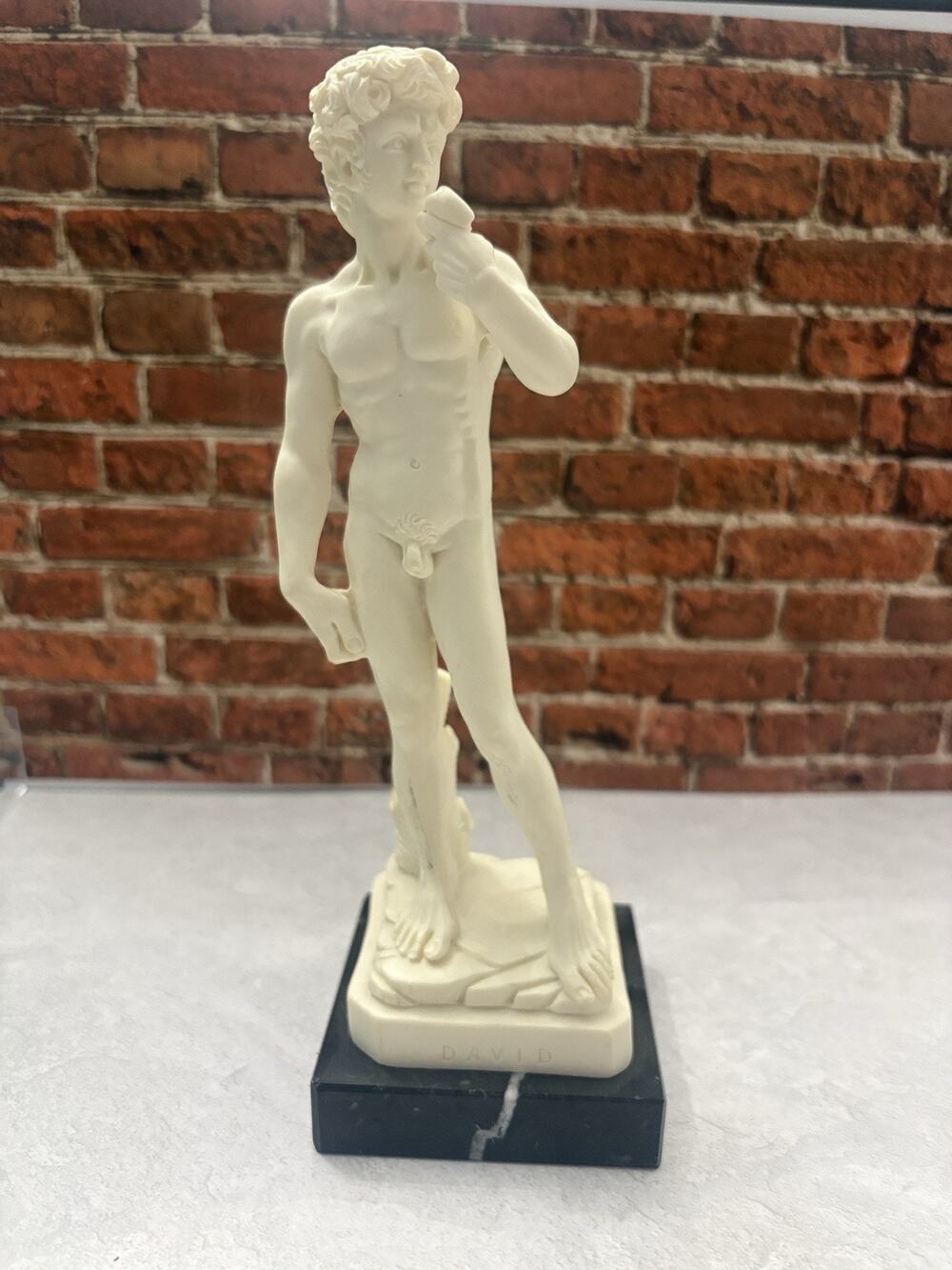 Vintage 9” Michelangelo’s Statue Of David on A Marble Base - Italy